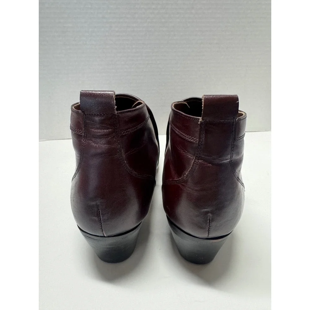 Vintage Playboy Mens Burgundy Leather Square Toe‎ Ankle Boots Block Heel 7.5 D